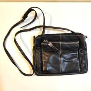 Tignanello Black Leather Crossbody Bag Purse
